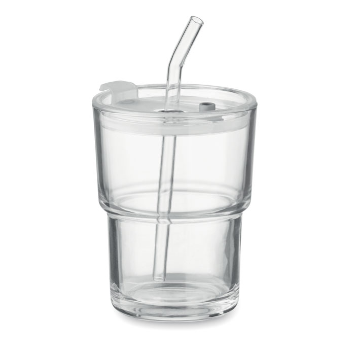 Sip Glass tumbler with straw 400ml