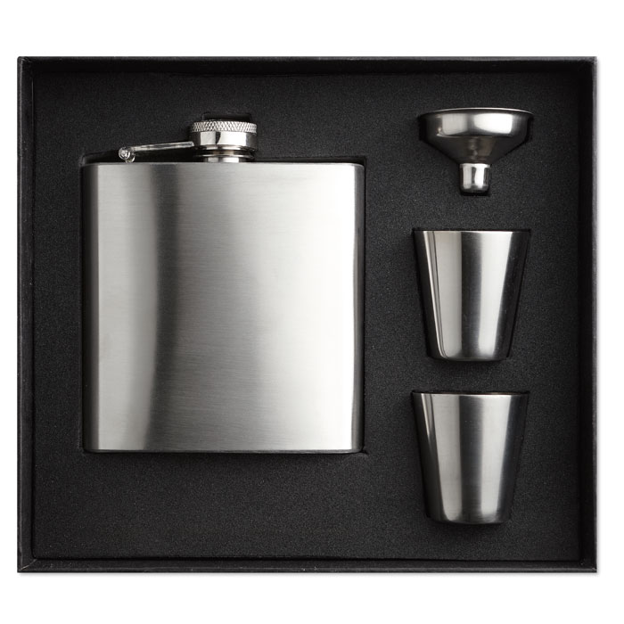 Slimmy Flask Set Slim hip flask w 2 cups set